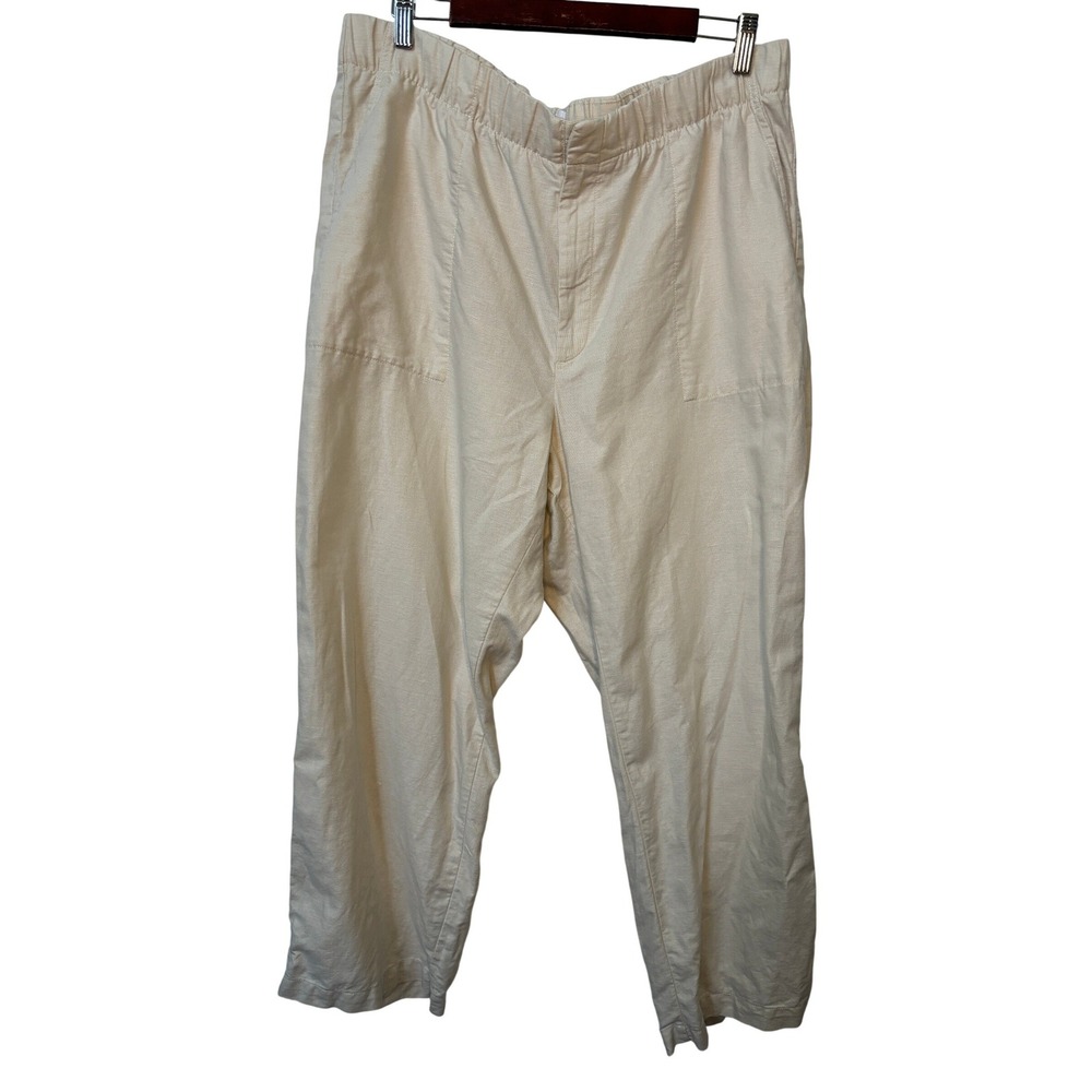 Gap Cream Linen Cotton Blend Chino Pleated Pants Womens XL Vacation‎ Resort